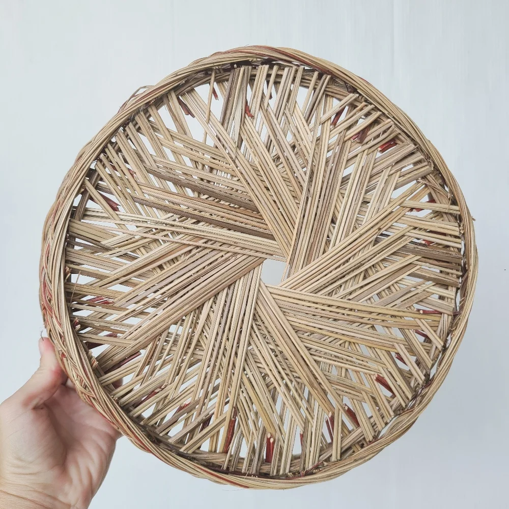 Woven rattan wicker basket bowl wall gallery fruit bowl boho shabby chic